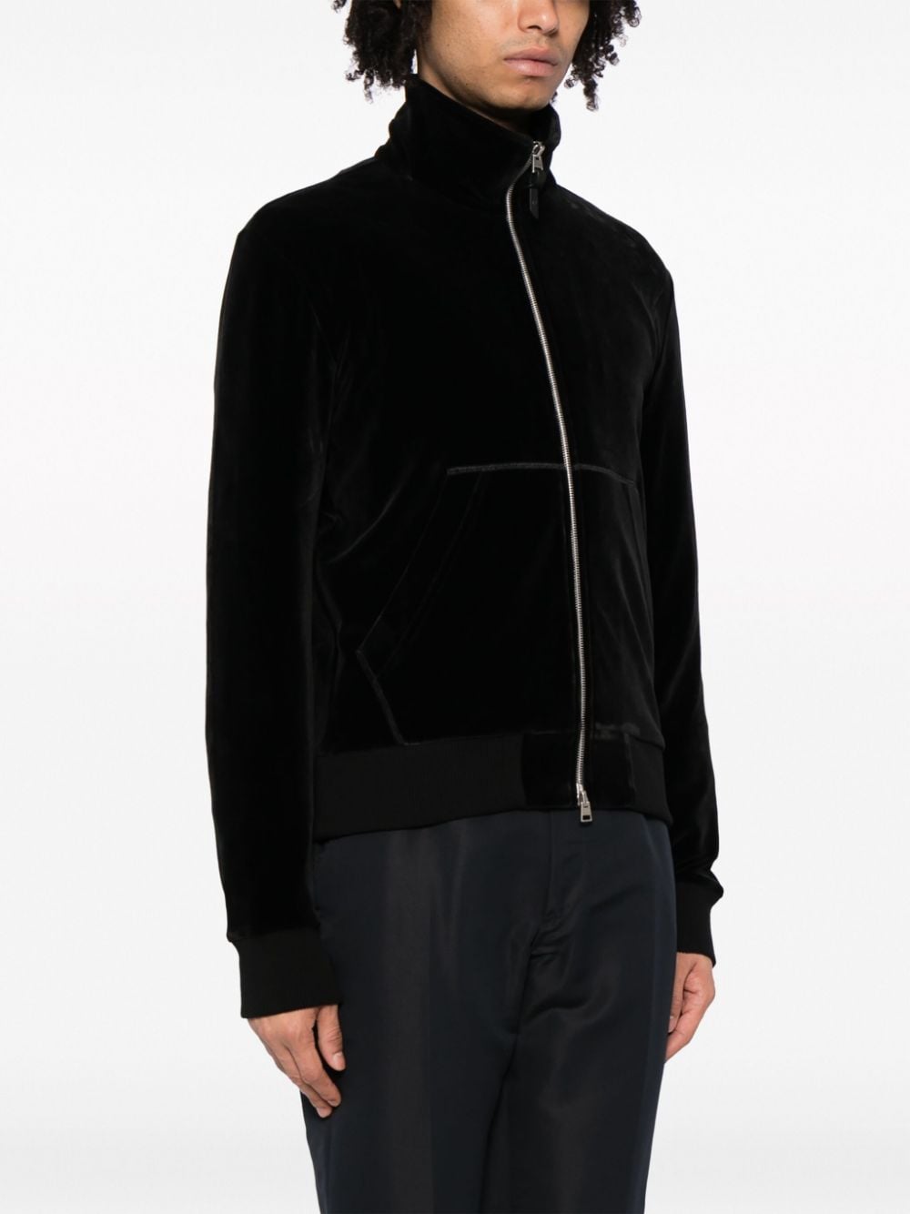 Shop Tom Ford Zip-up Velvet Jacket In Black