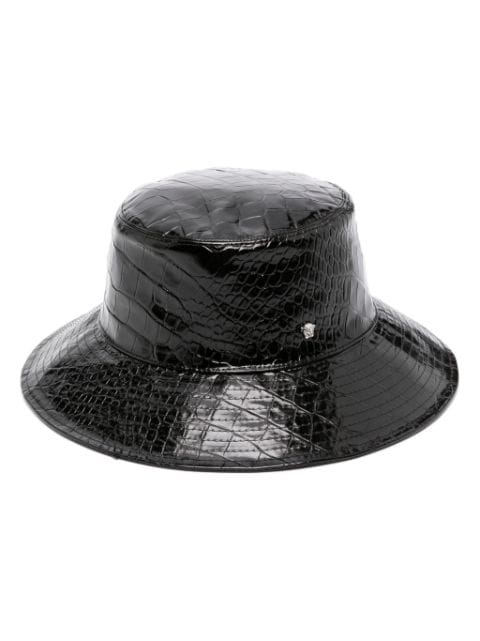 Versace crocodile-embossed leather bucket hat