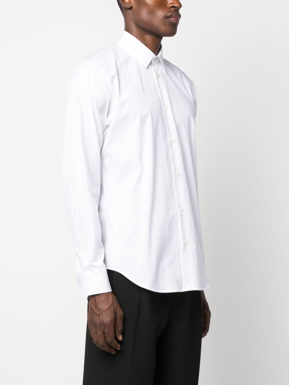 Shop Versace Button Cotton Poplin Shirt In White