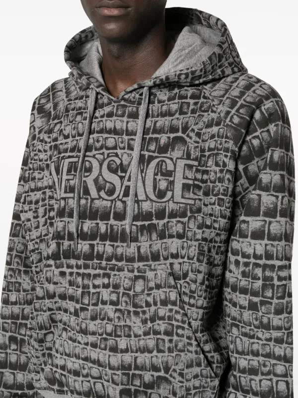 Versace Coccodrillo-print Cotton Hoodie - Farfetch