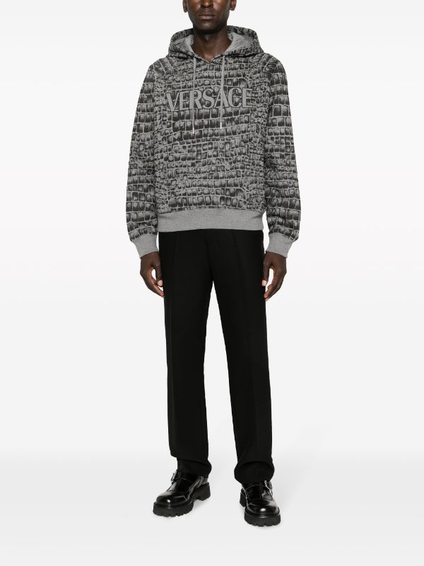 Versace Coccodrillo-print Cotton Hoodie - Farfetch