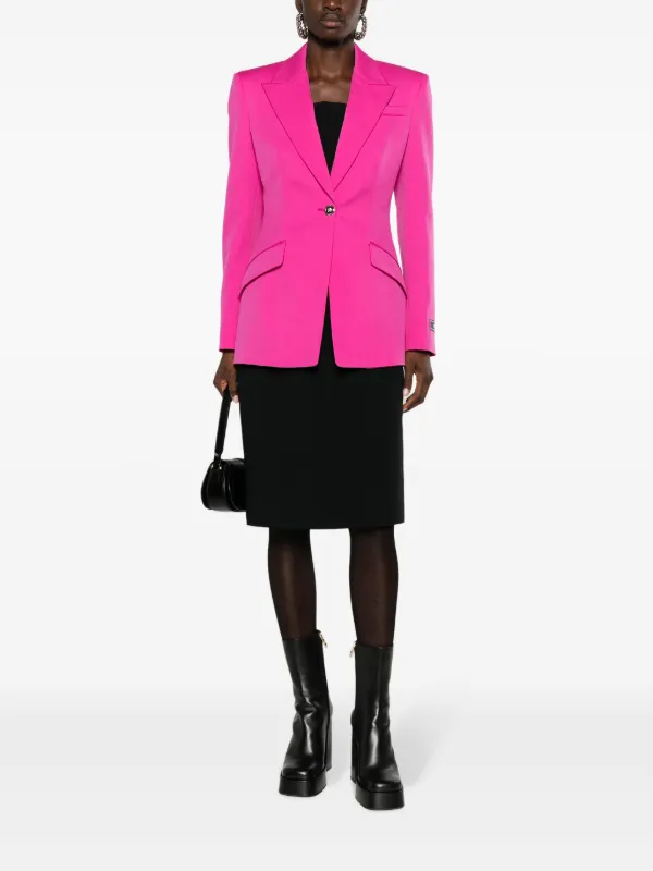 【関税・送料込み】VERSACE BLAZERS PINK VIRGIN WOOL BLAZER Wool Single-Breasted DV Blazer Pink | VERSACE