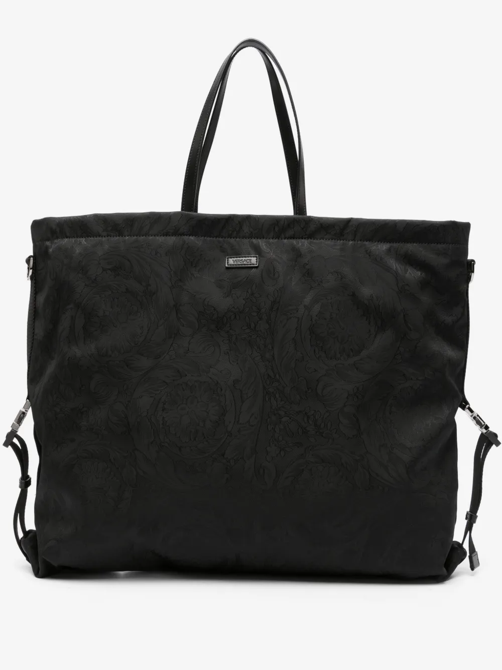 Versace 네오 나일론 자카드 토트 백 | 블랙 | Image 1