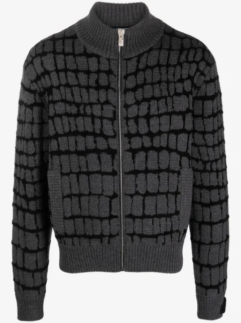 Versace crocodile-jacquard zip-up sweatshirt