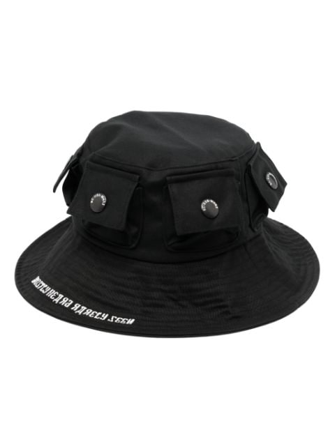 Mostly Heard Rarely Seen logo-embroidery cotton bucket hat