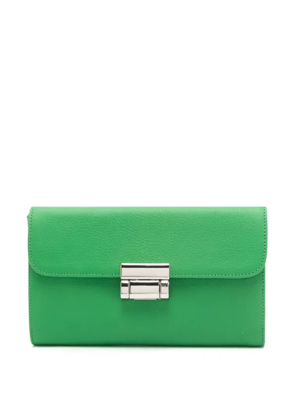 Green leather purse sale