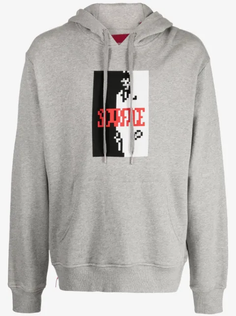 Mostly Heard Rarely Seen 8-Bit Say Hello To My Little Friend graphic-print cotton hoodie
