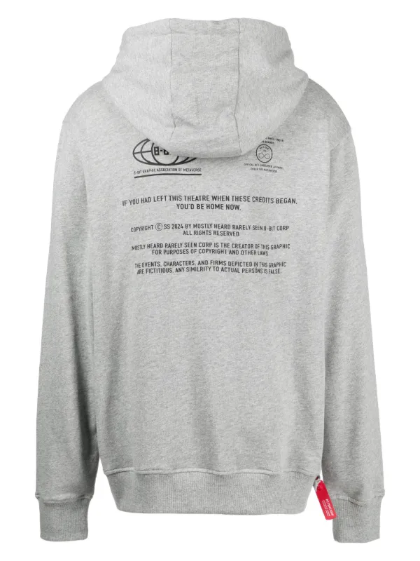 Mostly Heard Rarely Seen 8-Bit Clock Is Working graphic-print Cotton Hoodie  Grey FARFETCH IN