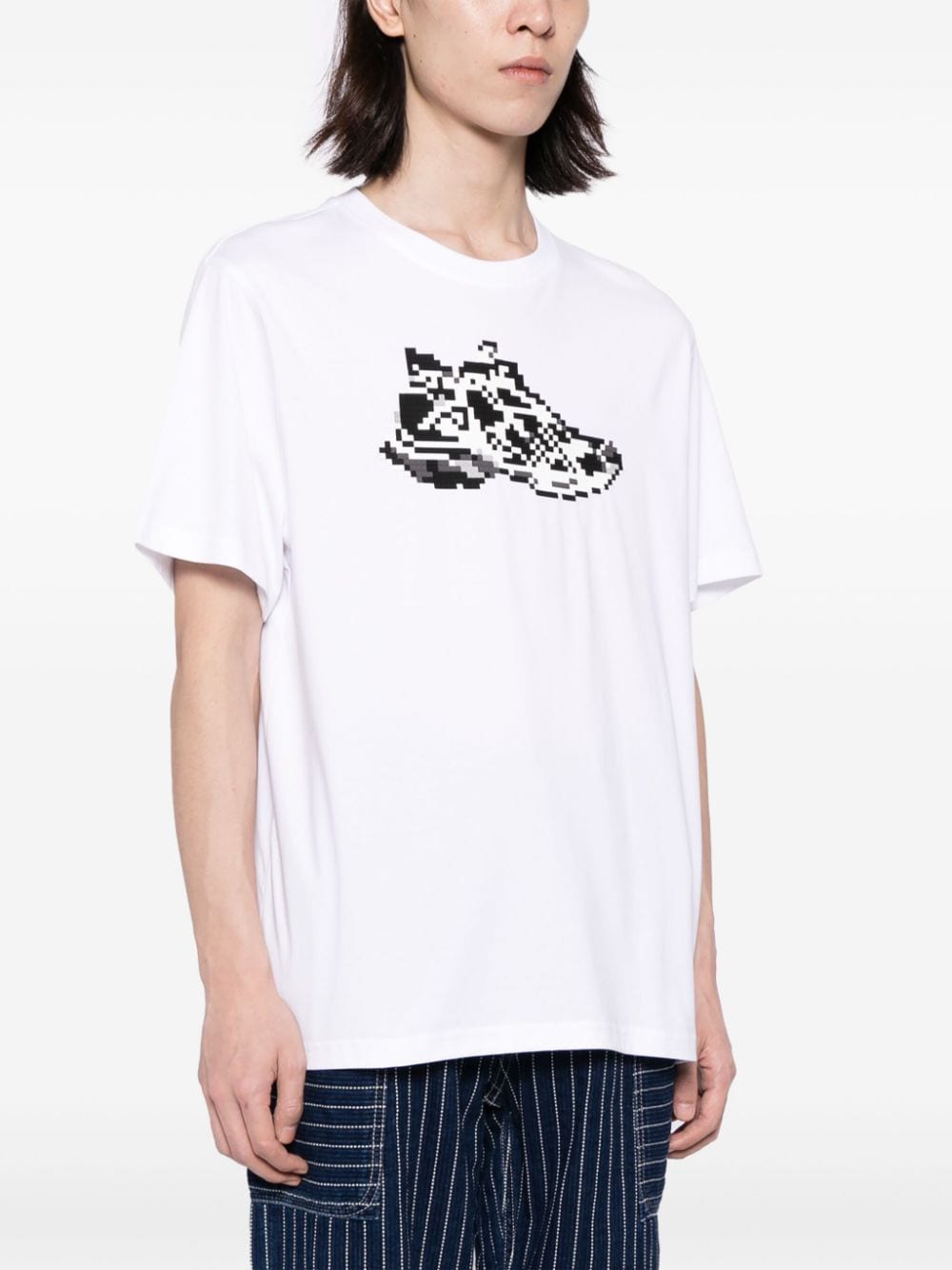 Shop Mostly Heard Rarely Seen 8-bit Black Runner Cotton T-shirt In White