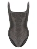 Form and Fold square-neck glitter swimsuit - Silver