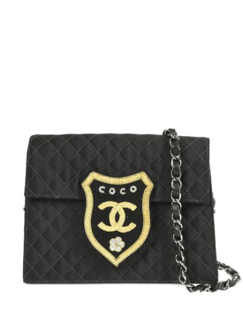 HOT SALE CHANEL 2004-2005 Coat of Arms patch flap shoulder bag Women