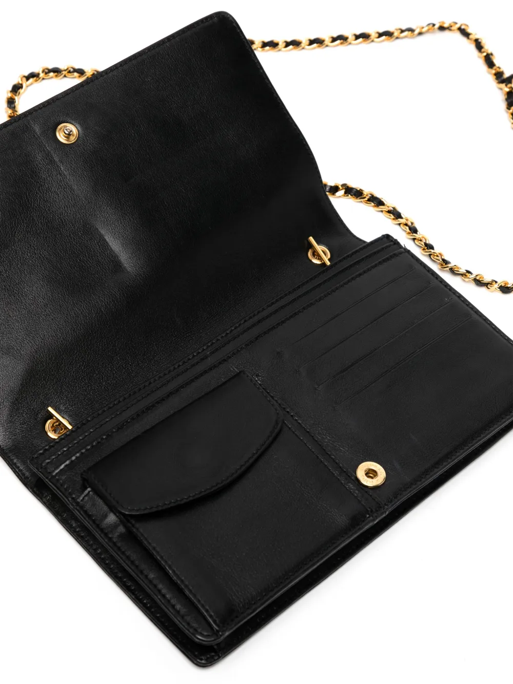 Pre-owned Chanel 1997 Chain Shoulder Wallet In Black