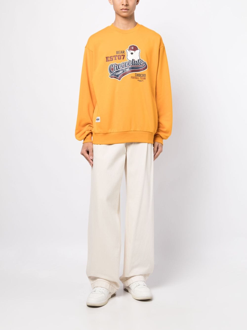 Shop Chocoolate Logo-print Cotton Sweatshirt In Yellow