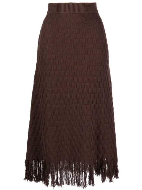 b+ab frayed-hem knitted midi skirt