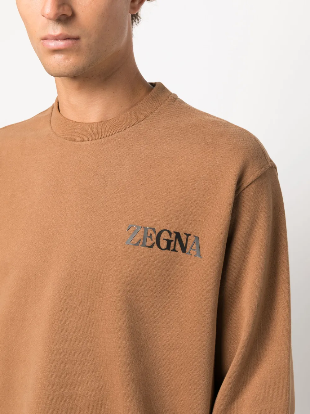 【関税込み】ZEGNA ブラウン ロゴ刺繍 フーディ Zegna logo-embossed Cotton Sweatshirt | Brown | FARFETCH ID