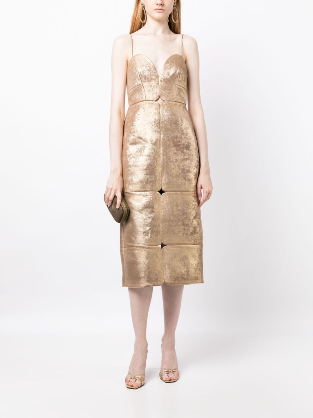 Shop Acler Hicks Midi Dress In Gold
