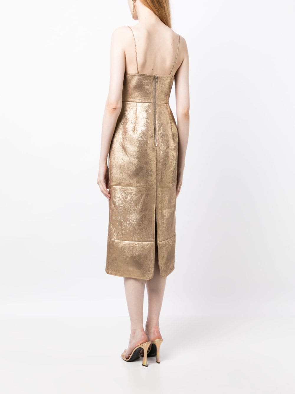 Shop Acler Hicks Midi Dress In Gold