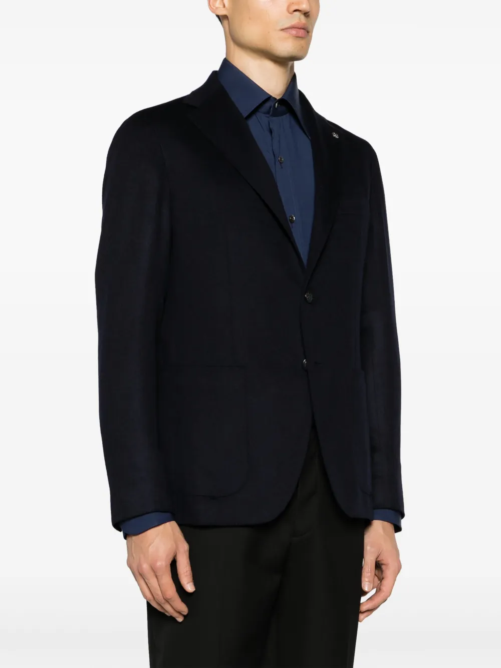 Shop Tagliatore Single-breasted Wool Blend Blazer In Blue