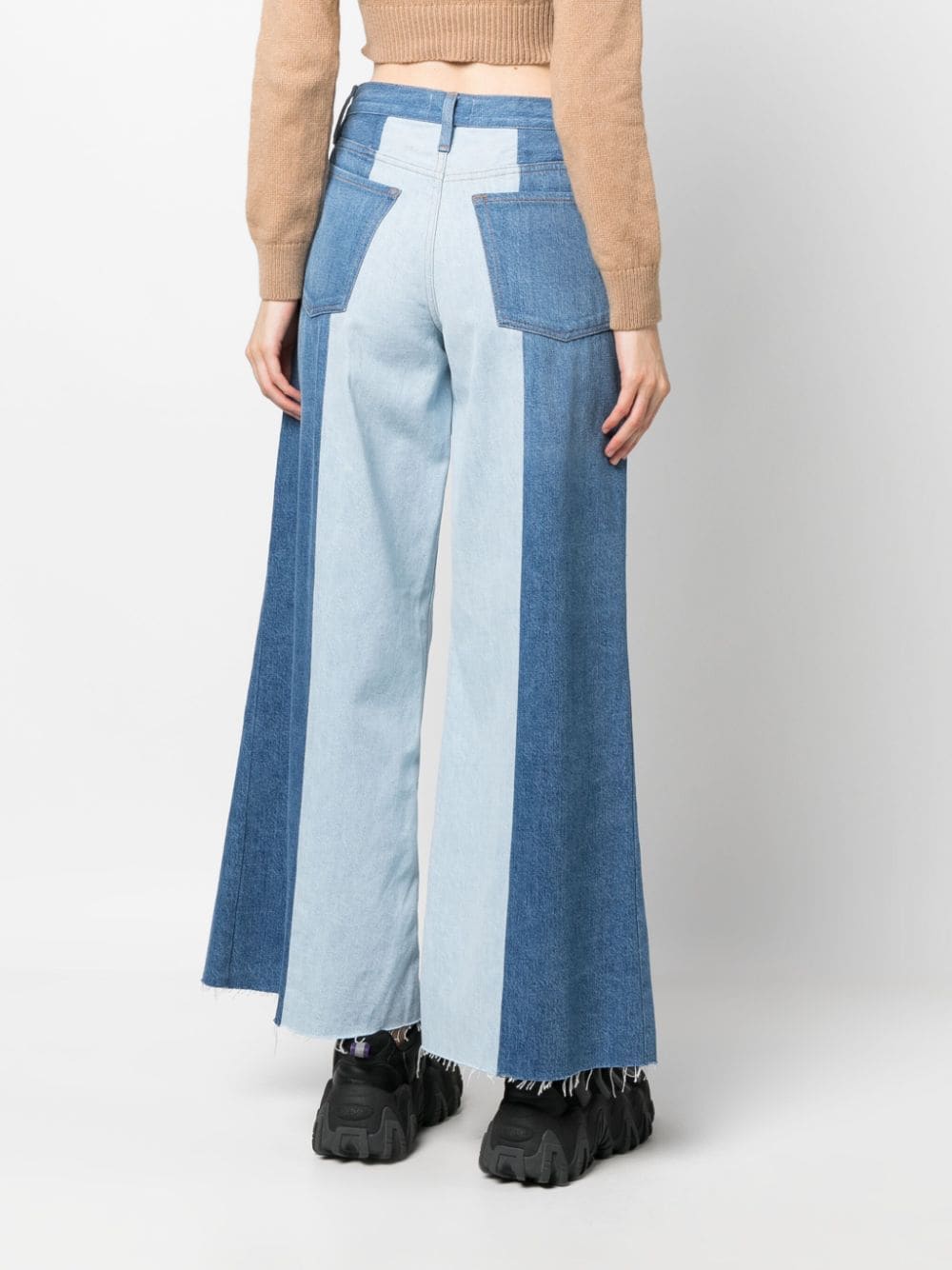 Shop Frame Split Seam Wide-leg Jeans In Blue