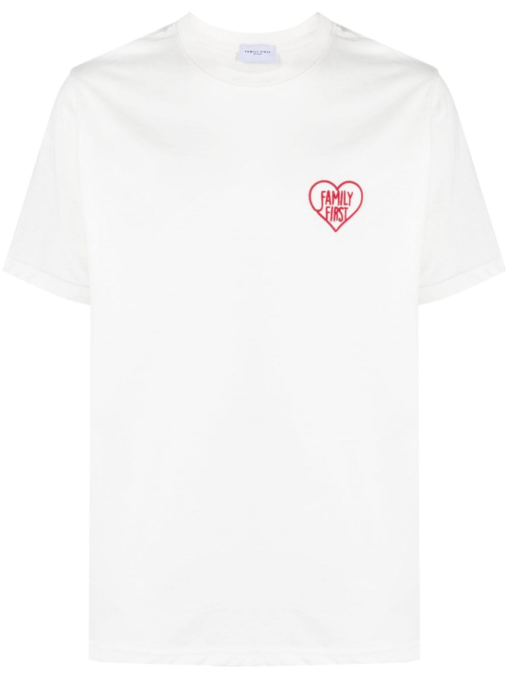 Shop Family First Logo-embroidered Cotton T-shirt In White