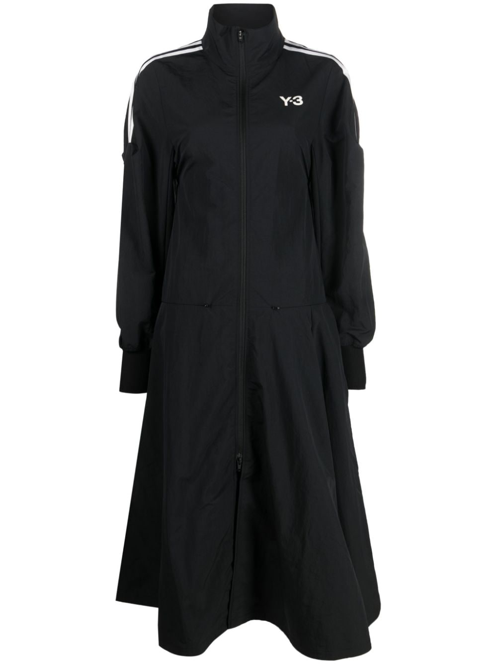 Shop Y-3 Stripe-detail Flared Midi Dress In Black
