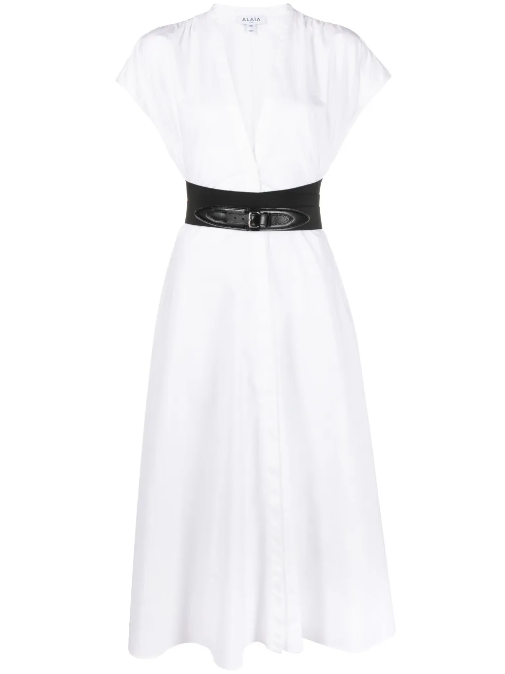 Alaïa belted A-line midi dress | White | Image 1