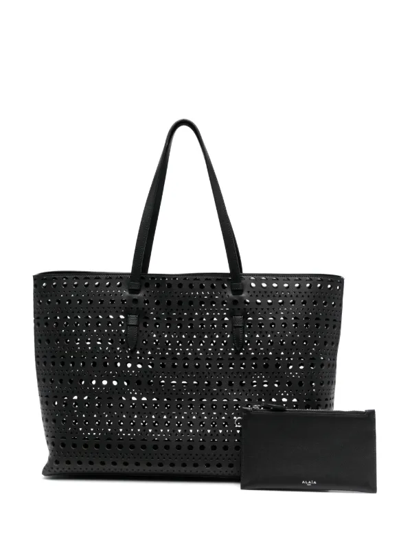 最も  Alaïa cut-out FARFETCH | Black | Bag Tote Leather バッグ