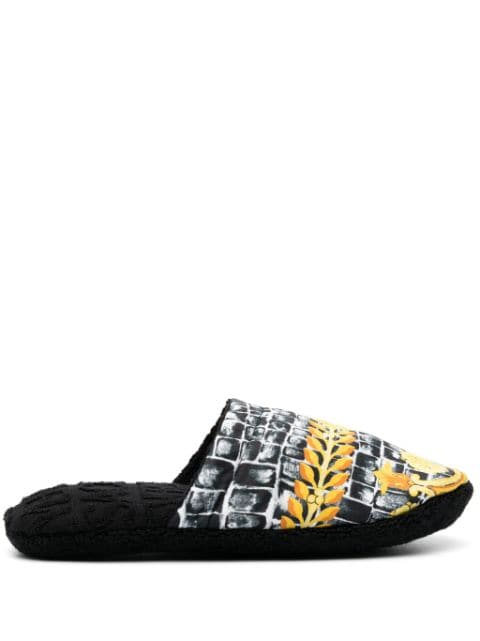 Versace Baroccodile-print cotton slippers