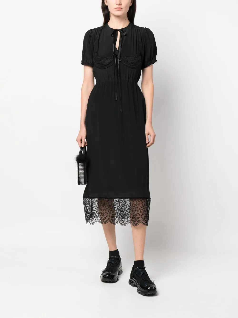 Simone Rocha lace-detail midi dress - Zwart