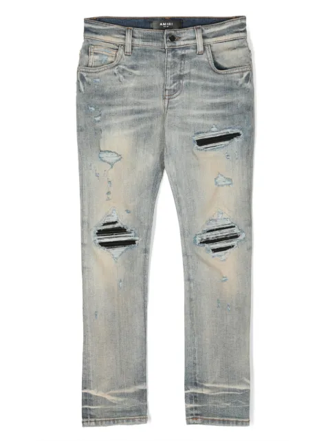 AMIRI KIDS jeans rectos con efecto envejecido