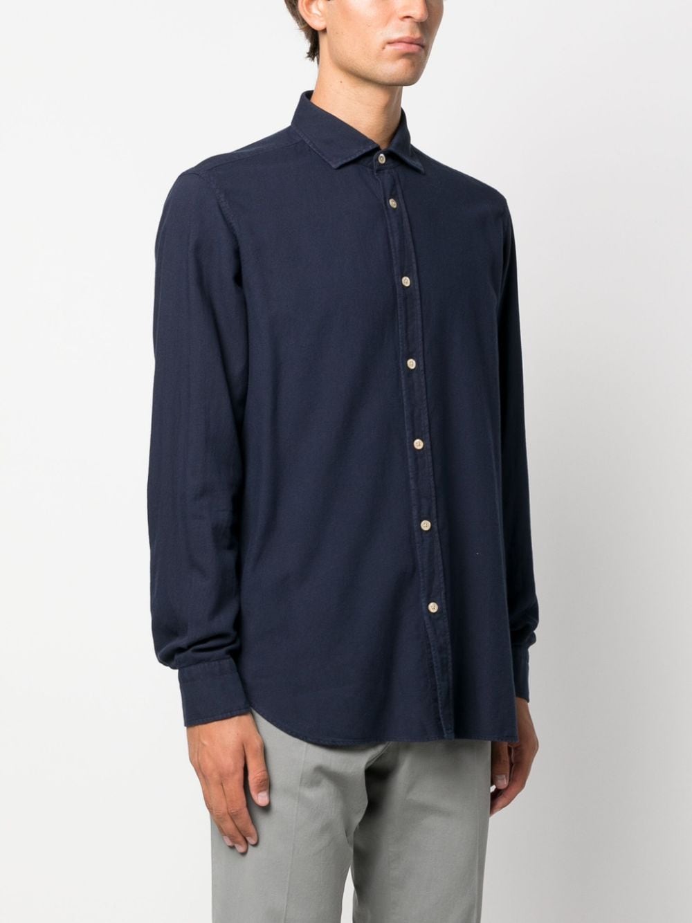 Shop Boglioli Long-sleeve Buttoned Shirt In Blue