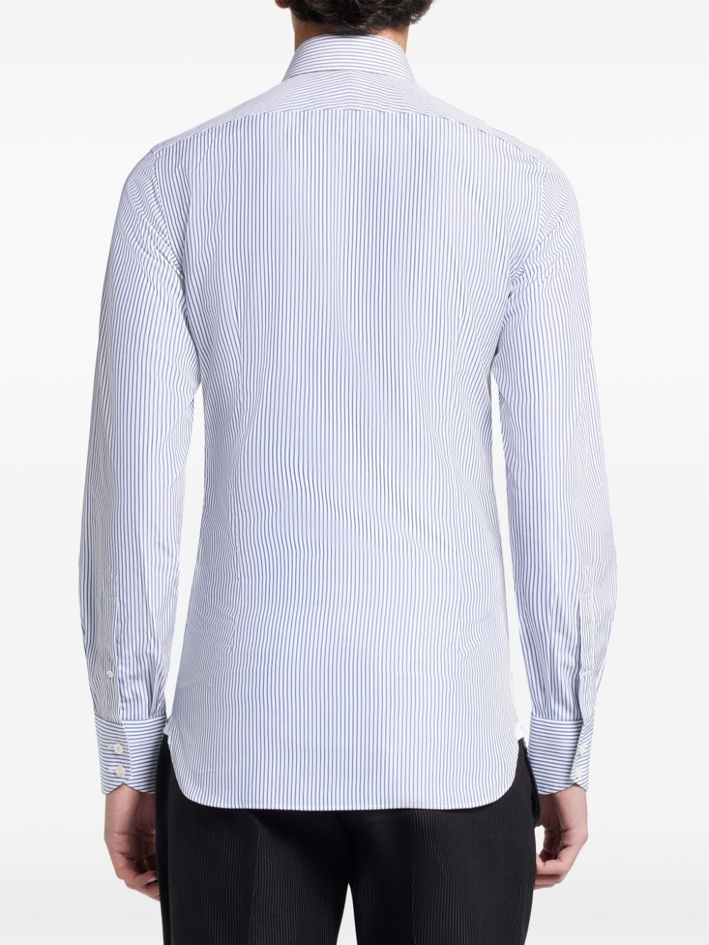 Shop Tom Ford Striped Cotton Shirt In Blue