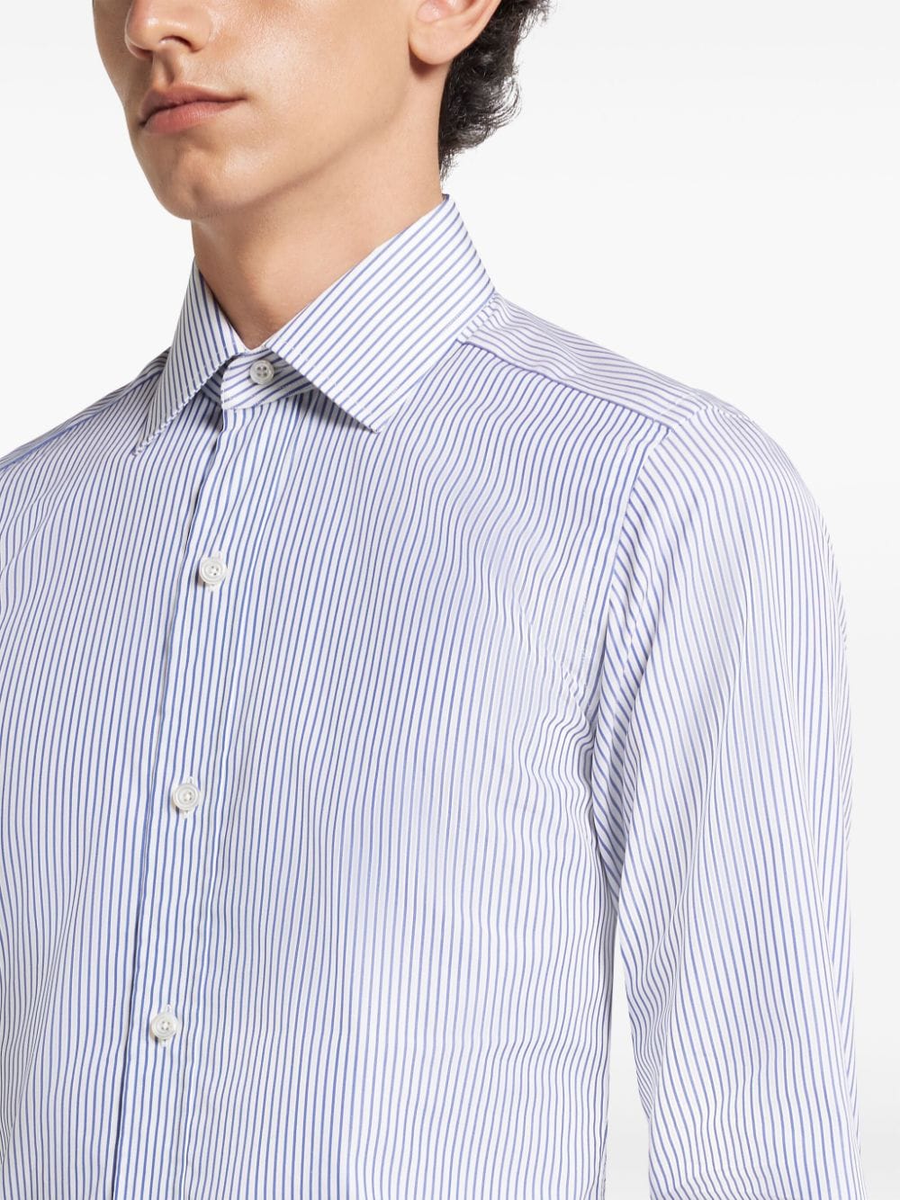 Shop Tom Ford Striped Cotton Shirt In Blue