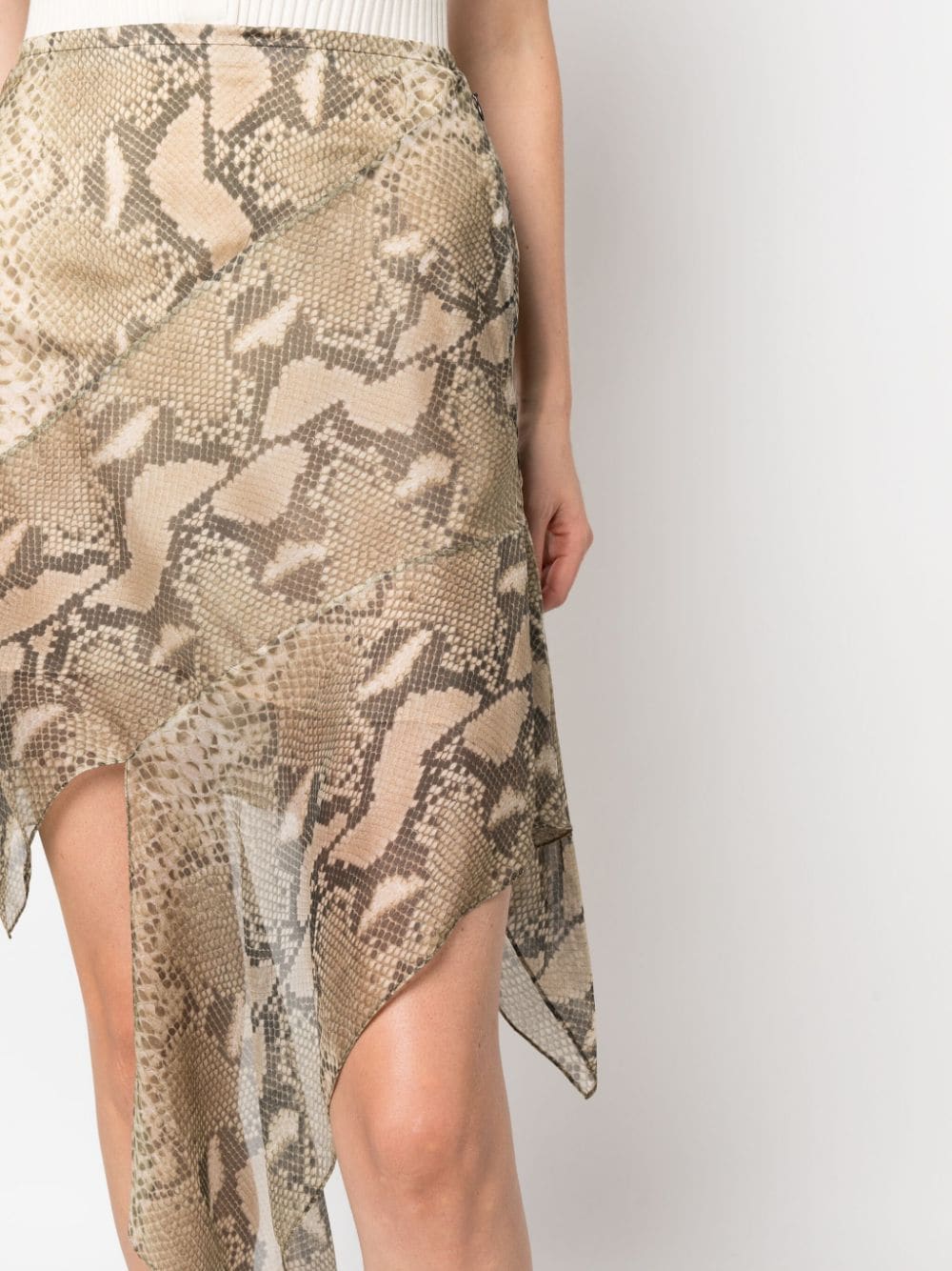 Shop Stella Mccartney Asymmetric-hem Silk Midi Skirt In Brown