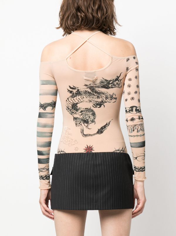 Jean Paul Gaultier x KNWLS tattoo-print long-sleeve Bodysuit