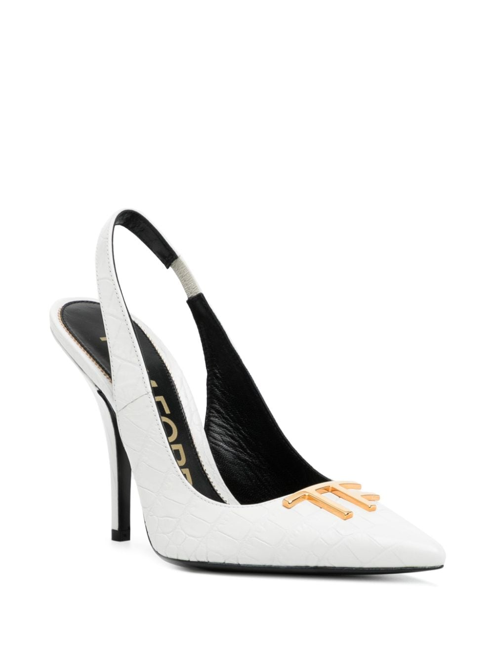 TOM FORD logo-plaque pointed-toe pumps - Wit