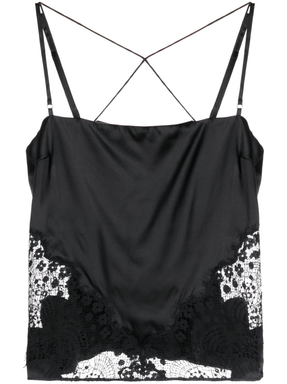 Tom Ford Lace-detail Sleeveless Satin Top In Black