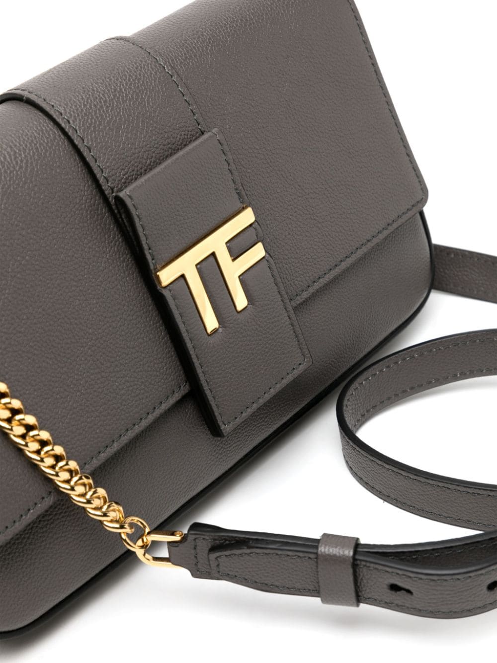 Shop Tom Ford Tf Leather Crossbody Bag In Grey