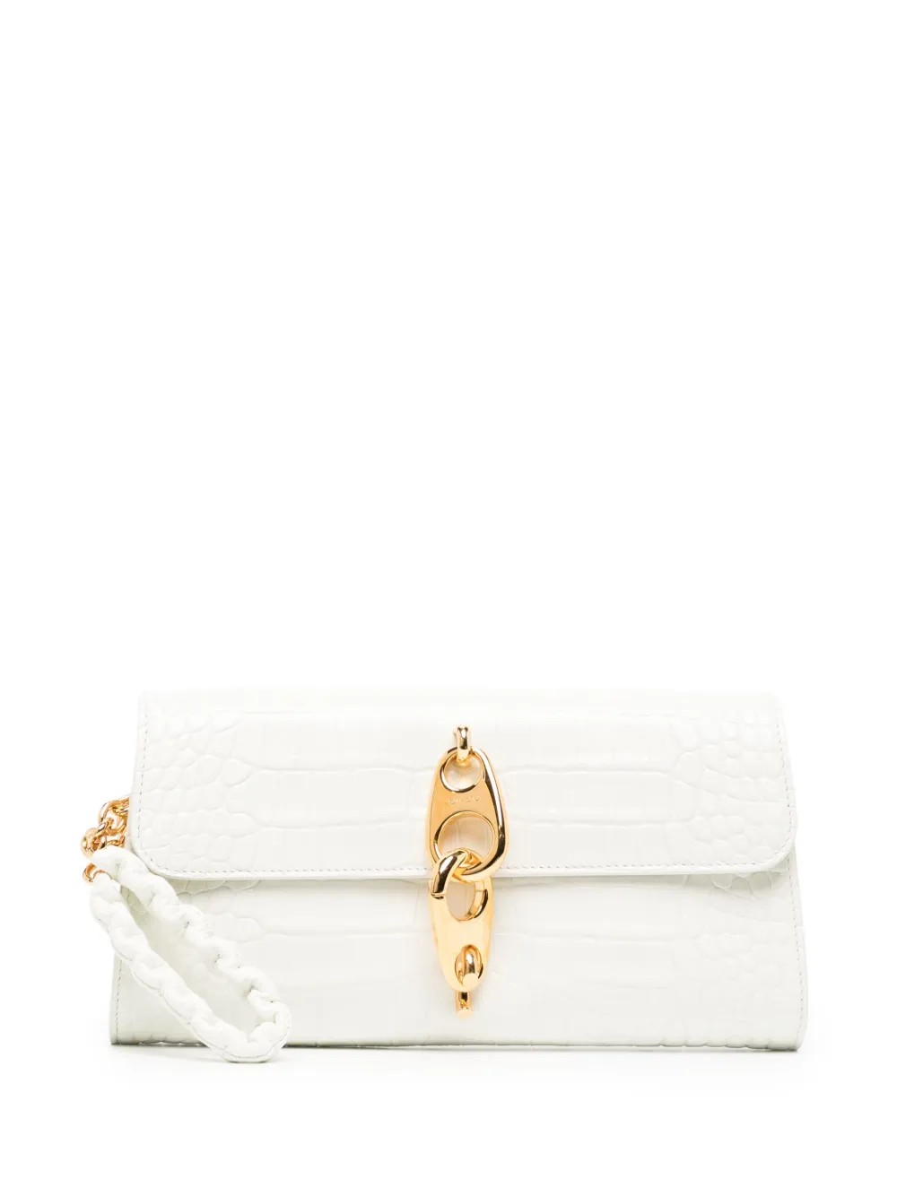 Tom Ford Crocodile-embossed Leather Clutch In White