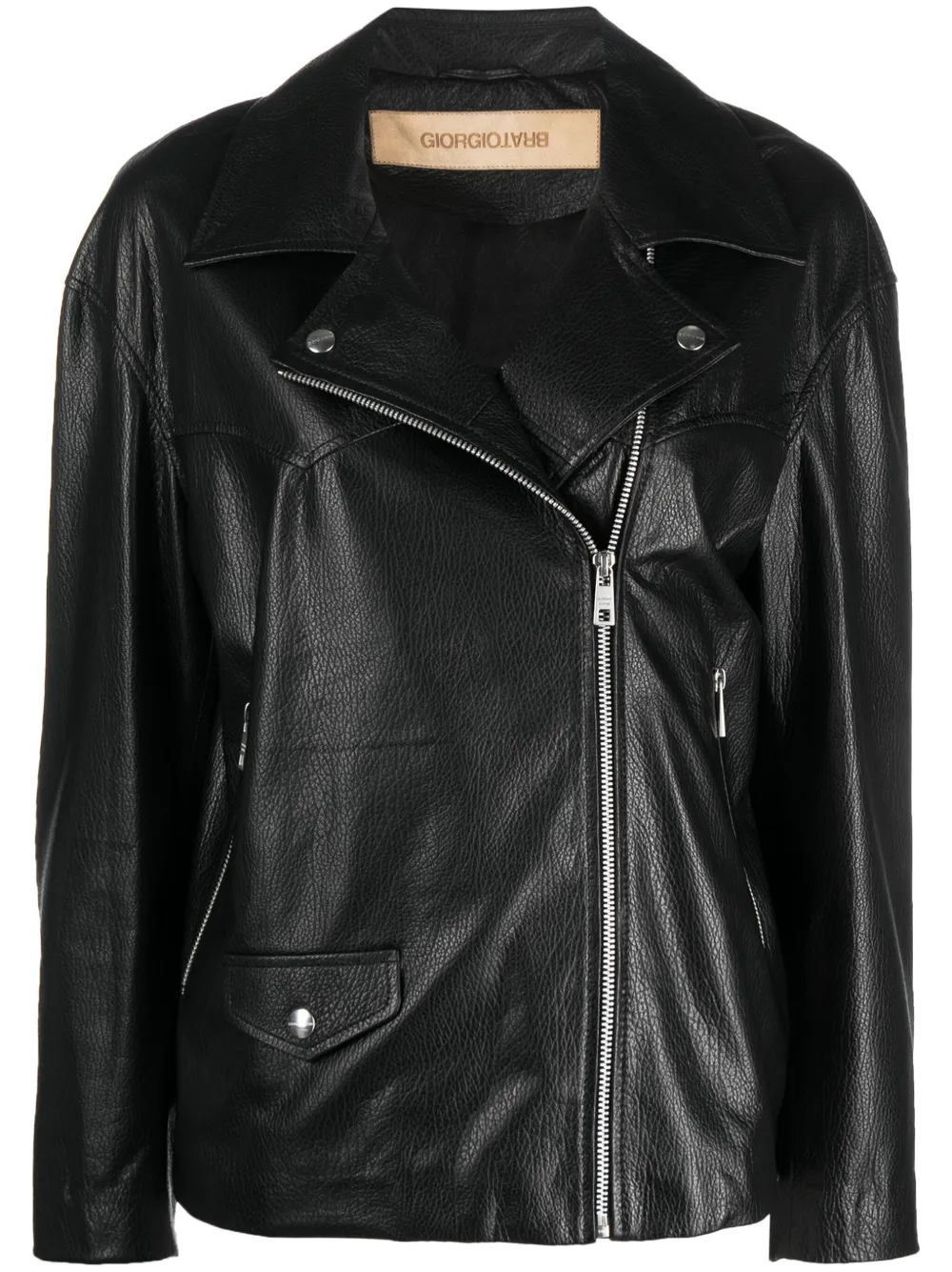 Giorgio Brato zip-up leather biker jacket – Black