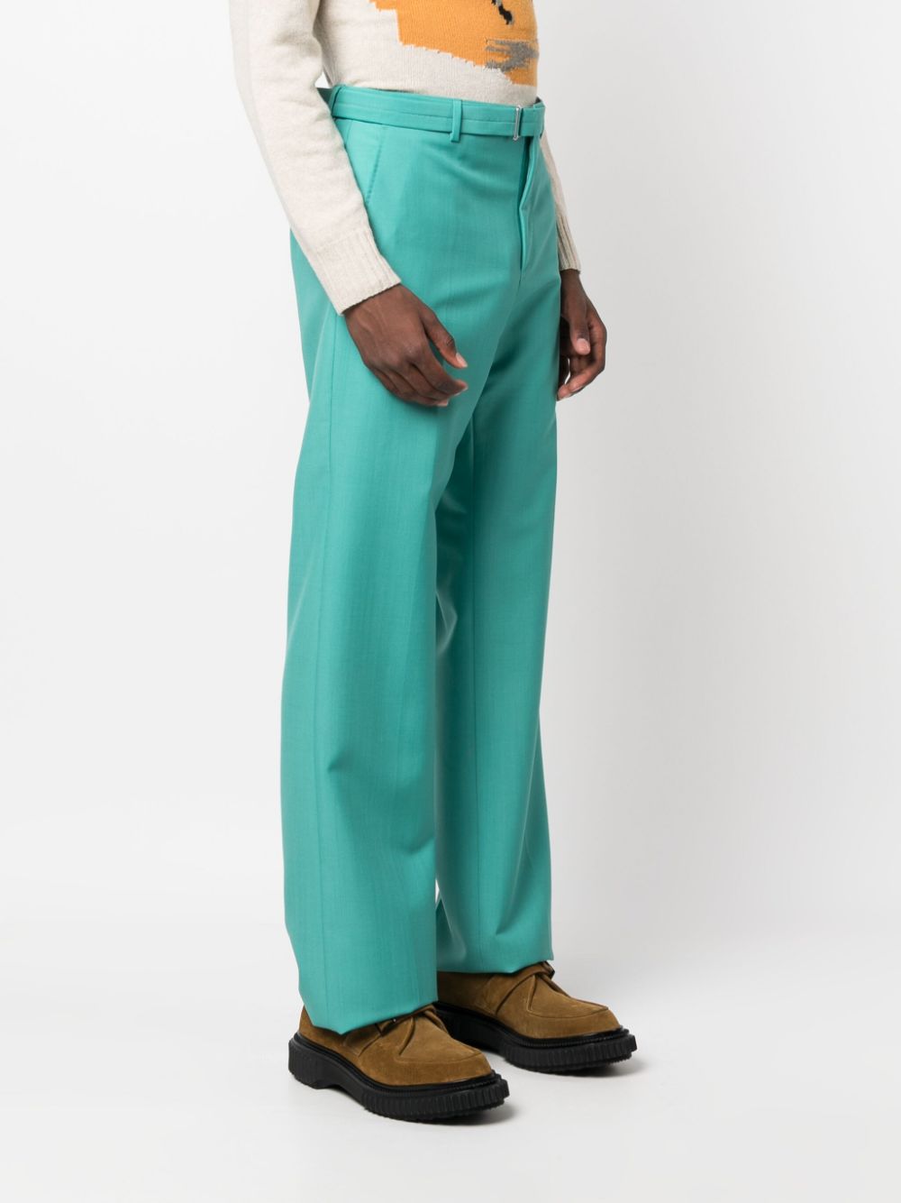 Shop Lanvin Belted Straight-leg Trousers In Green