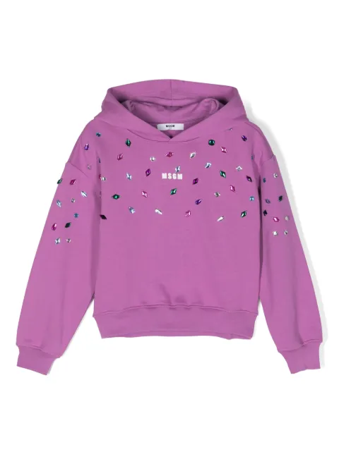 MSGM Kids crystal-embellished logo-print hoodie