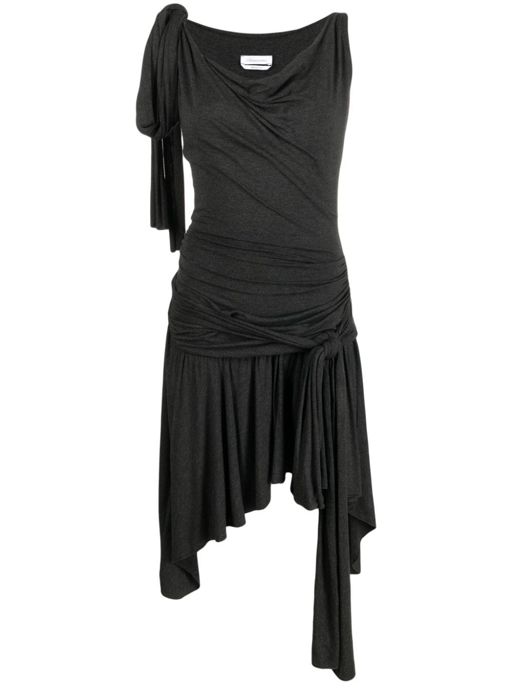 Blumarine Cowl-neck Asymmetric Dress In Grey