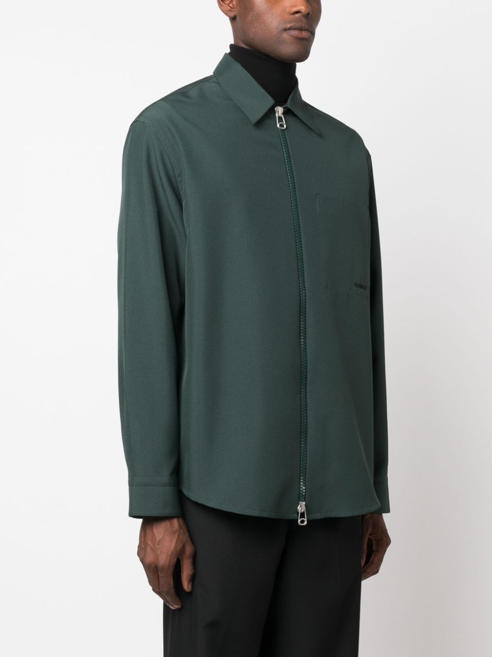 Oamc Ian Zip-up Shirt In Green | ModeSens