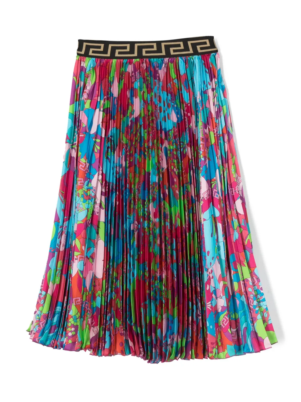 Versace Light Blue Skirt Forgirl With Flowers Print In Blue