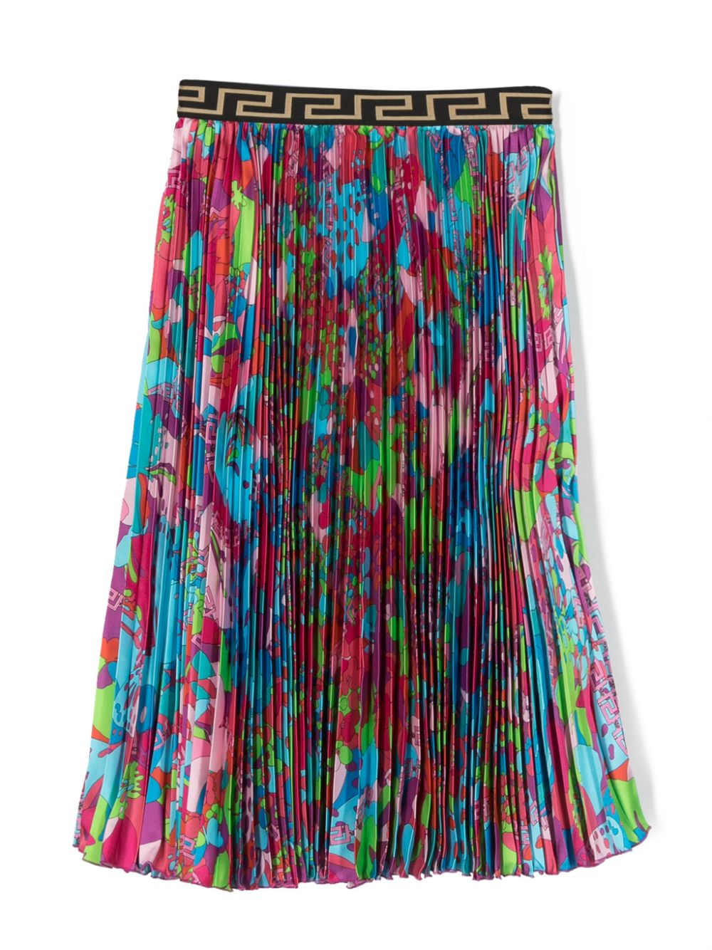 Versace Kids floral-print pleated skirt - Blauw