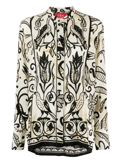 Chemise de pyjamas en soie à fleurs - F.R.S For Restless Sleepers - Modalova