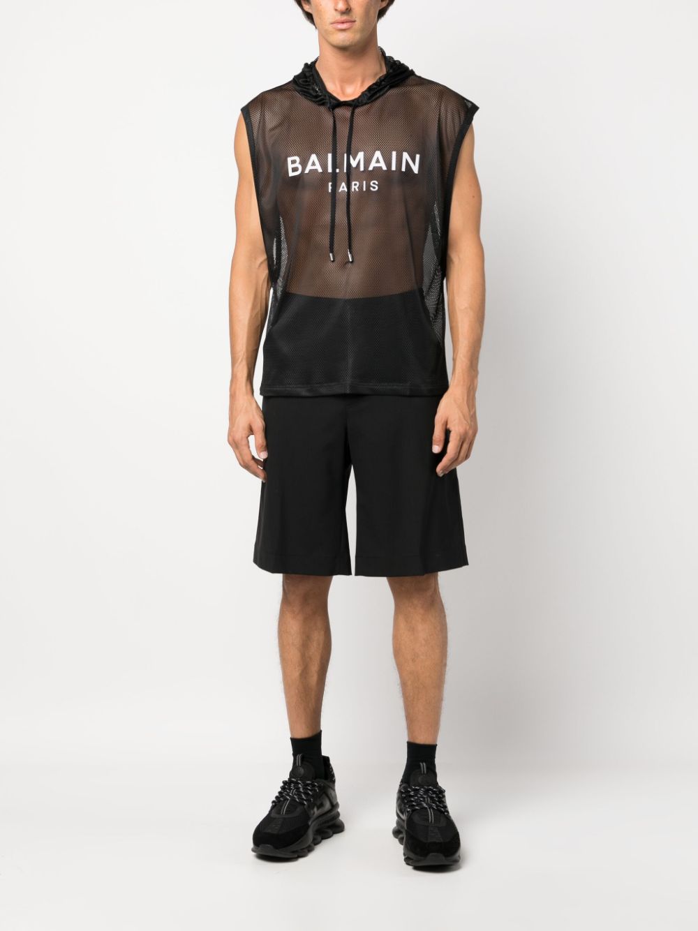 Balmain logo-print sleeveless top - Zwart