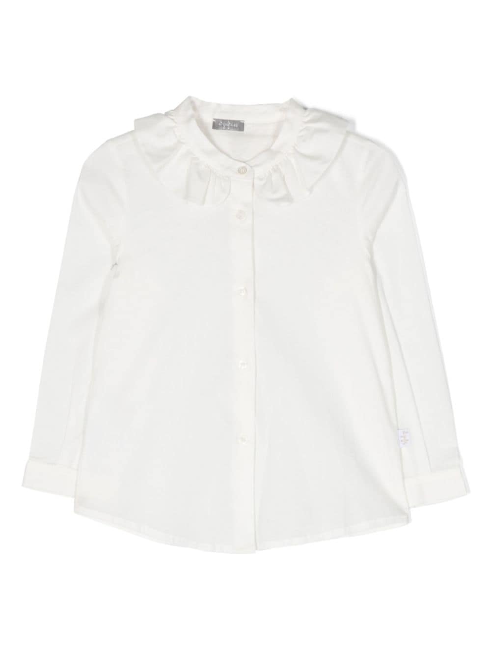 Il Gufo Kids' Ruched-neck Buttoned Shirt In White