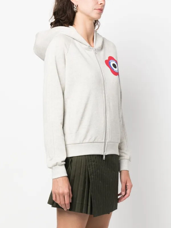 Kenzo logo print zip up Hoodie Farfetch